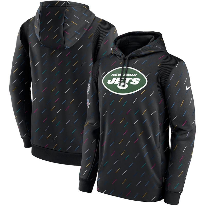 Men's New York Jets 2021 Charcoal Crucial Catch Therma Pullover Hoodie